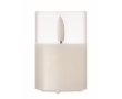 Small clear jar candle with LED light and realistic flame effect colour white