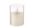 Clear jar candle with LED light and realistic flame effect colour white