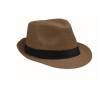 Paper straw hat with black polyester band colour brown