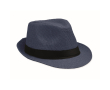 Paper straw hat with black polyester band colour blue