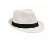 Paper straw hat with black polyester band colour white