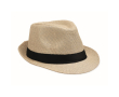 Paper straw hat with black polyester band colour beige