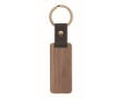 Rectangular wooden keyring with synthetic leather detail colour wood