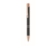 Recycled aluminium push pen with rose gold details, blue ink colour black