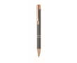 Recycled aluminium push pen with rose gold details, blue ink colour titanium