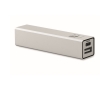 Recycled aluminium power bank for smartphones, 2,600 mAh colour matt silver