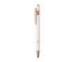 Recycled aluminium pen with rose gold details, blue ink colour white