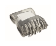 RPET polyester blanket with checked design and fringed edges colour grey