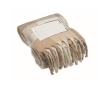 RPET polyester blanket with checked design and fringed edges colour beige