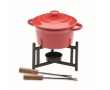 Small ceramic fondue set for 2 with 2 forks, 300ml colour red
