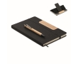 Hard-cover felt notebook with mobile stand, A5 lined pages colour black
