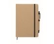 Recycled cardboard notebook with blue ink pen, A5 lined pages colour black