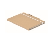 Recycled cardboard notebook with blue ink pen, A5 lined pages colour white