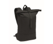 Recycled cotton roll-top laptop backpack, 15\" colour black