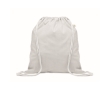 Recycled cotton and RPET drawstring backpack, 140 g/m² colour white