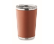 Stainless steel tumbler with removable faux leather sleeve, 350 ml colour brown