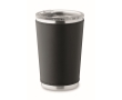 Stainless steel tumbler with removable faux leather sleeve, 350 ml colour black