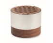 Wireless speaker made from recycled aluminium with walnut details colour wood