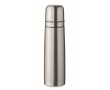 Recycled stainless steel thermos with two cups in the lid, 750 ml colour matt silver