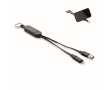 Keyring and phone stand with 26 cm charging cables colour black