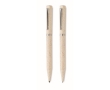 Set of 2 wheat straw pens with blue ink and graphite ink colour beige