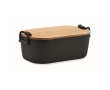 Lunchbox with bamboo lid and two side-locking clips, 700 ml colour black