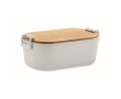 Lunchbox with bamboo lid and two side-locking clips, 700 ml colour white
