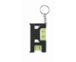 Keyring with dual bubble level, 7 cm ruler, and magnetic base colour black