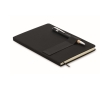 Notebook and pen with elastic phone holder and lined pages, A5 colour black