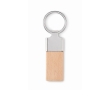 Rectangular keyring made of rubber wood and zinc colour wood