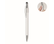 Stress-relief pen with spinner top and blue ink colour white
