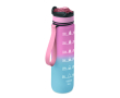 RPET bottle with spout and water consumption schedule, 1L colour pink