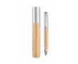 Bamboo pen in matching cylindrical box with blue ink colour wood