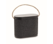 Black wireless speaker with jute carry handle, 15W colour black