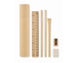 Cylindrical paper case with complete writing set colour beige