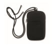 Recycled cotton crossbody bag for phones with adjustable cord colour black