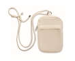 Recycled cotton crossbody bag for phones with adjustable cord colour beige