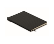 Hardcover notebook with pen inside, A5 lined pages colour black