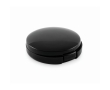 Vegan lip balm with SPF10 and vanilla flavour in round case colour black