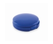 Vegan lip balm with SPF10 and vanilla flavour in round case colour blue