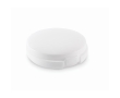 Vegan lip balm with SPF10 and vanilla flavour in round case colour white