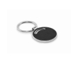Round metal keyring with synthetic leather inlay colour black