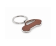 Metal keyring in the shape of a car with synthetic leather inlay colour brown