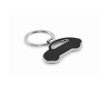 Metal keyring in the shape of a car with synthetic leather inlay colour black