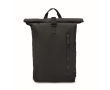 Recycled cotton roll-top backpack with front zipper colour black