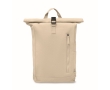 Recycled cotton roll-top backpack with front zipper colour beige