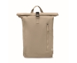 Recycled cotton roll-top backpack with front zipper colour khaki