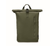 Recycled cotton roll-top backpack with front zipper colour military green