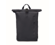 Recycled cotton roll-top backpack with front zipper colour navy-blue