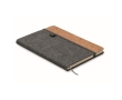 RPET felt and cork cover notebook with lined pages, A5 colour dark grey